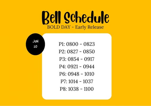 June 10 Early Release- Bold Day
