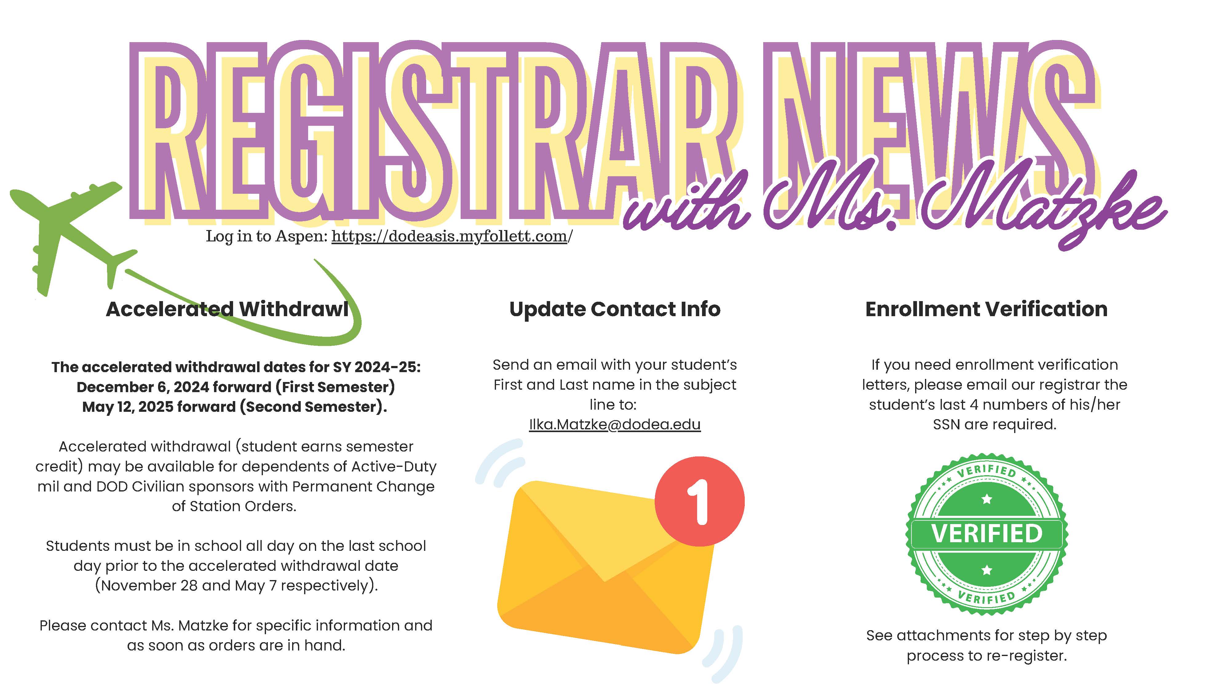 Registrar News